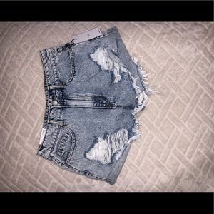Denim light washed shorts